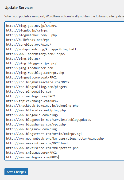 Verified WordPress Ping List 2025 For Faster Indexing of Posts 2 verified wordpress ping list